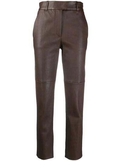 Brunello Cucinelli High-waisted Cropped Trousers In Brown