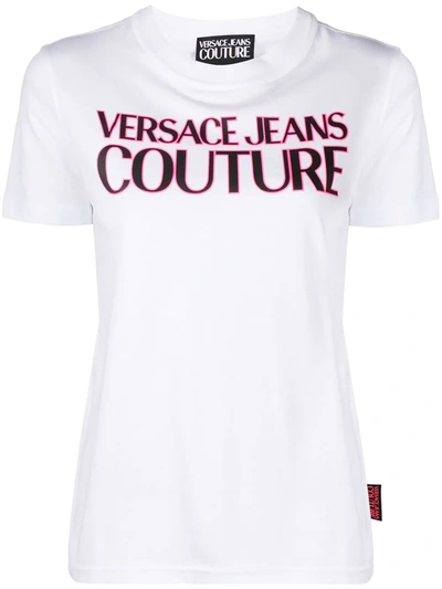 Versace Jeans Couture Neon Logo Print T-shirt In White