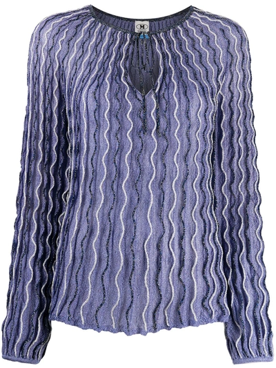M Missoni Wave-pattern Knitted Top In Purple