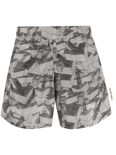 Off-white Arrows Pattern Swim Bermuda Shorts In Grey