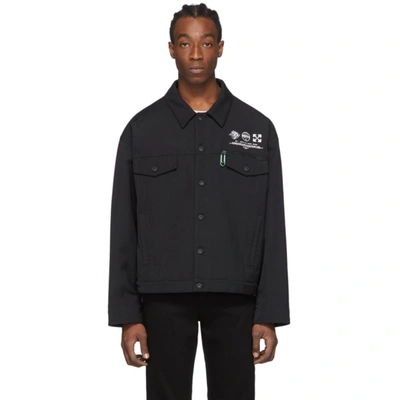 Off-white Recycled Key Printed Canvas Jacket In 1001 Blkwht