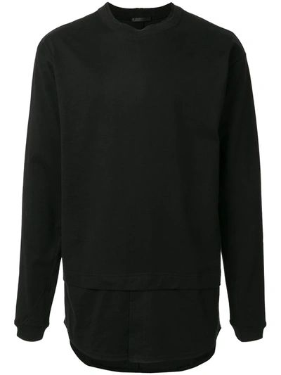 The Viridi-anne Long Sleeve Crewneck Cotton T-shirt In Black