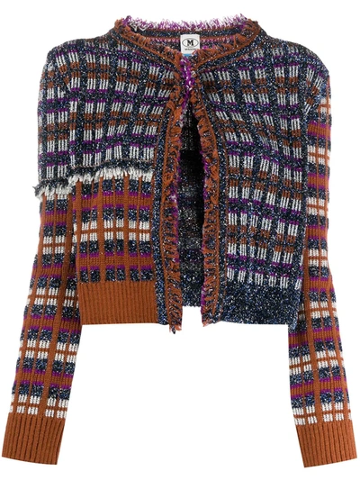 M Missoni Metallic Check-pattern Cardigan In Blue