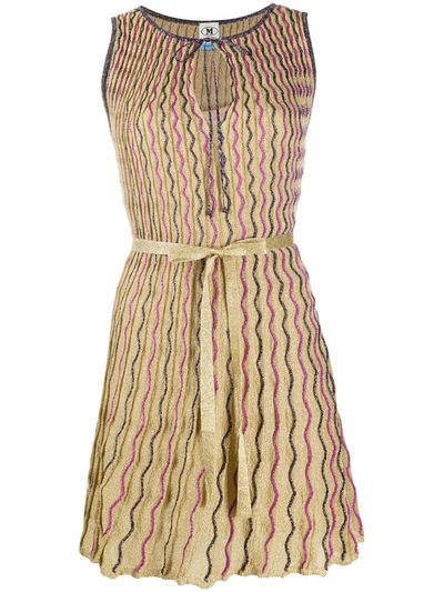 M Missoni Wave-print Knitted Dress In Gold