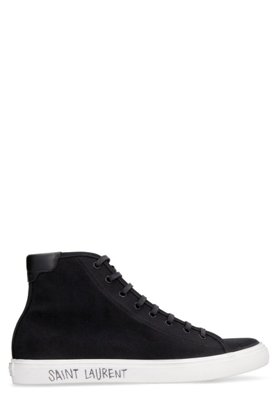 Saint Laurent Black Canvas Malibu Mid-top Sneakers