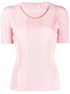 Givenchy Chain-detail Ribbed-knit Top In Pink