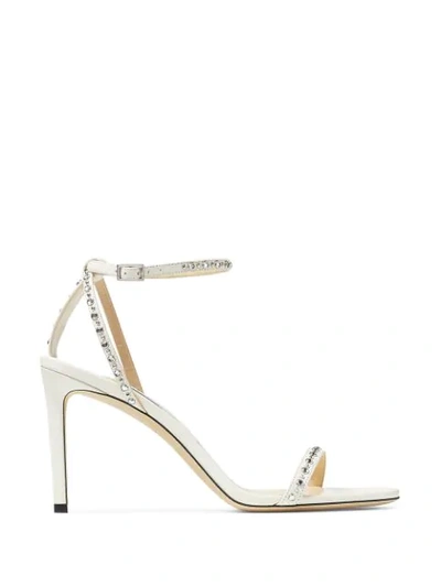 Jimmy Choo Minny Studded 85mm Sandals In White