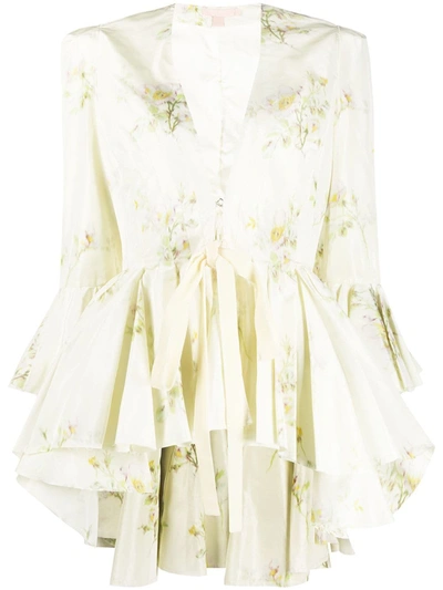 Brock Collection Quaid Floral-print Ruffled Jacket In Neutrals