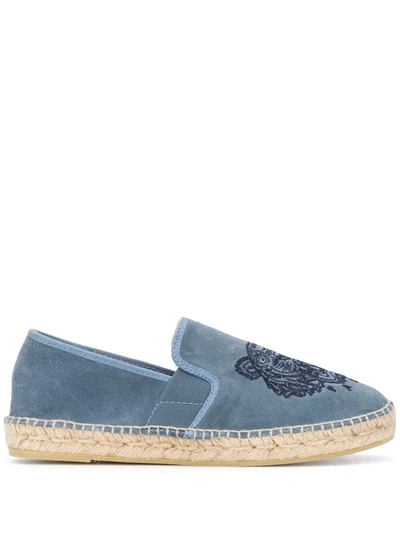 Kenzo Embroidered Tiger Espadrilles In Baby Blue