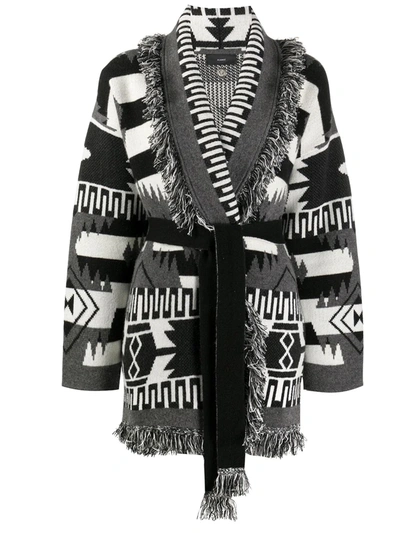 Alanui Icon Ethnic Patterned Cardi-coat In Black In Grey