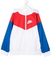 Nike Kids' Windrunner Water Resistant Hooded Jacket In White