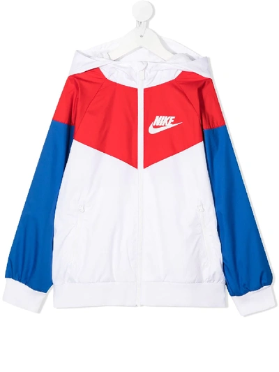 Nike Kids' Windrunner Water Resistant Hooded Jacket In White