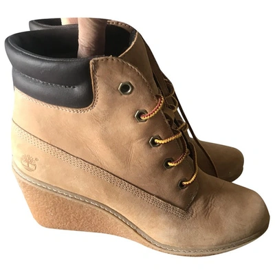 Pre-owned Timberland Camel Suede Trainers