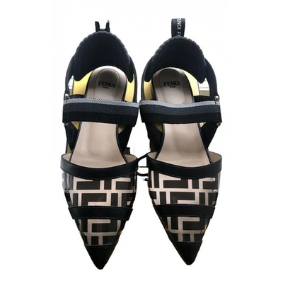 Pre-owned Fendi Black Leather Ballet Flats