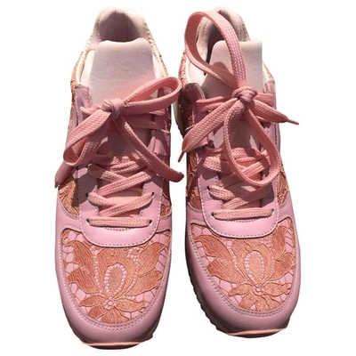 Pre-owned Dolce & Gabbana Pink Leather Trainers