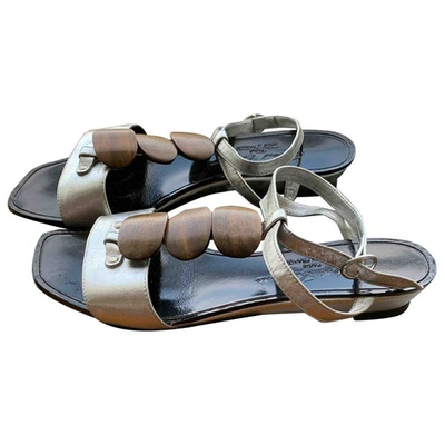 Pre-owned Robert Clergerie Leather Sandal In Silver
