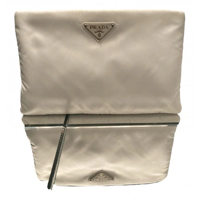 Pre-owned Prada Re-nylon Cloth Clutch Bag In White