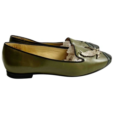 Pre-owned Toga Leather Flats In Green