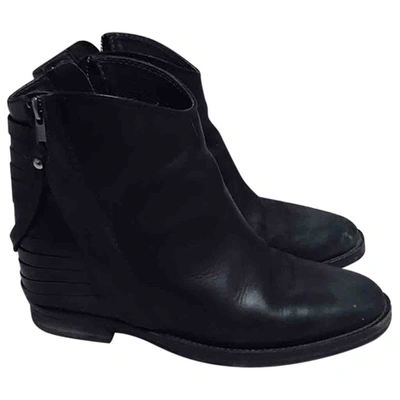Pre-owned Via Roma Xv Leather Biker Boots In Black