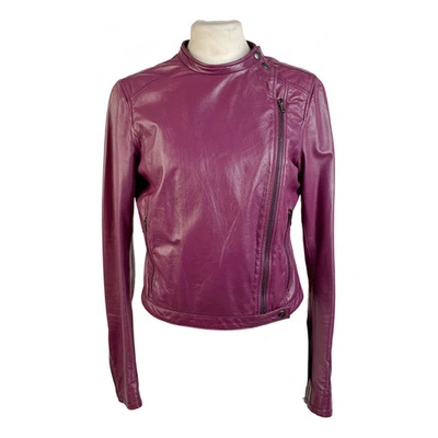 Pre-owned Miu Miu Leather Jacket In Purple