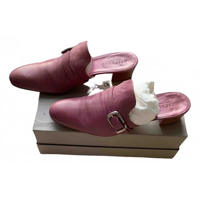 Pre-owned Heschung Leather Mules & Clogs In Purple