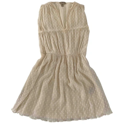 Pre-owned Burberry Silk Mini Dress In Ecru