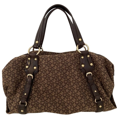 Pre-owned Dkny Cloth Handbag In Brown