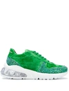 Philipp Plein Velvet Studded Runner Sneakers In Green