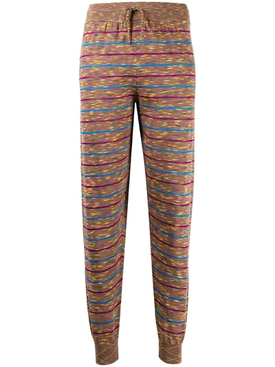 M Missoni Striped Tapered Track Trousers In Brown