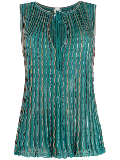 M Missoni Wave-print Knitted Top In Green