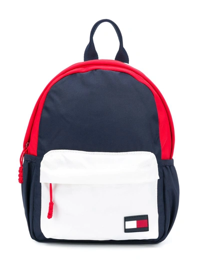 Tommy Hilfiger Junior Kids' Colour Block Branded Backpack In Blue