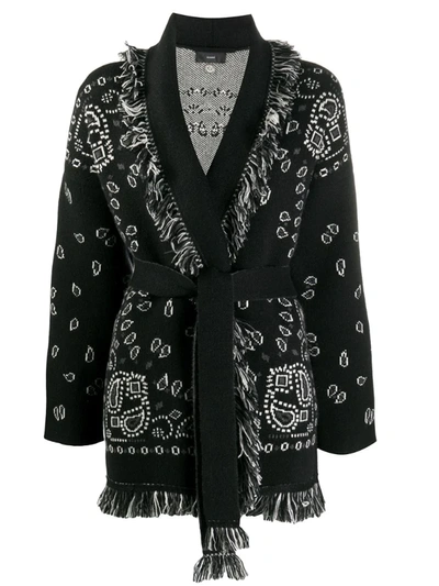 Alanui Knitted Paisley Pattern Cardigan In Black