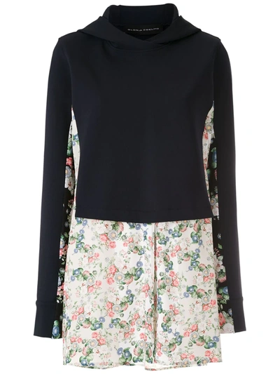 Gloria Coelho Layered Floral Blouse In Blue