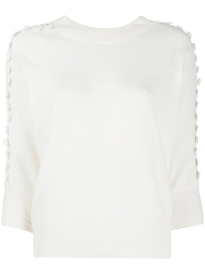 See By Chloé Macrame` Details Cropped Sweater In White