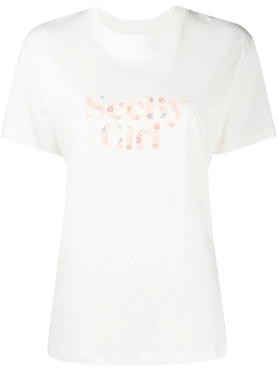 See By Chloé Printed Cotton-jersey T-shirt In White