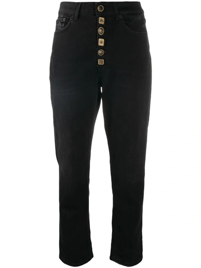 Dondup Ornate Button Cropped Jeans In Black