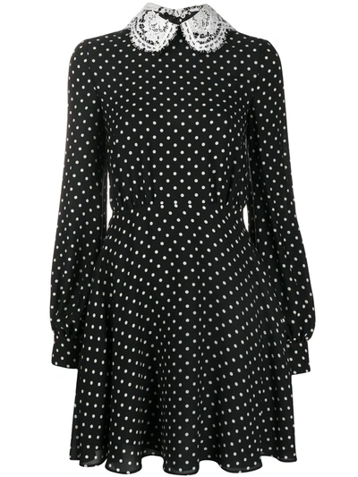 Valentino Black Polka-dot Georgette Mini Dress