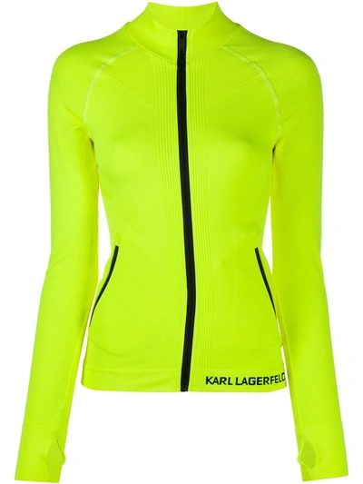 Karl Lagerfeld Zip-up Lightweight Performance Jacket In Yellow