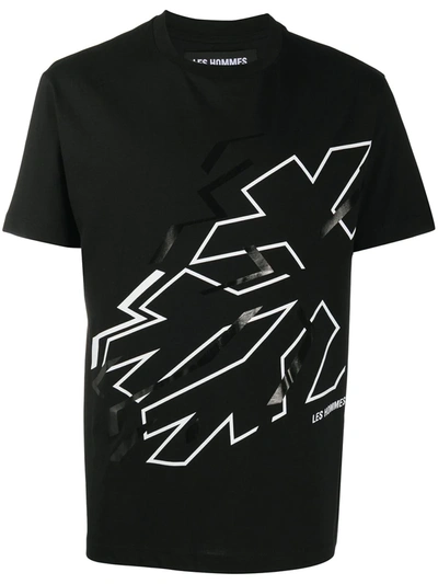 Les Hommes Geometric-print T-shirt In Black