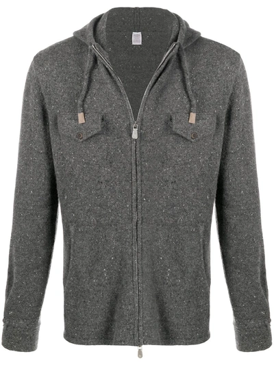 Eleventy Zipped Cashmere Hoodie In Grey