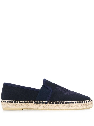 Kenzo Tiger Embroidered Espadrilles In Blue