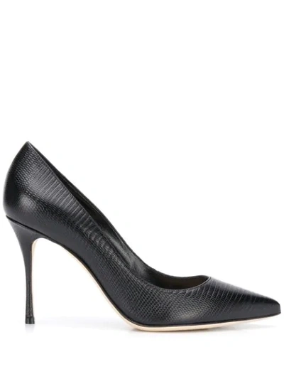 Sergio Rossi Décolleté Godiva Snake-effect 100mm Pumps In Black