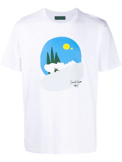 Société Anonyme Snowboard-print Crew-neck T-shirt In White