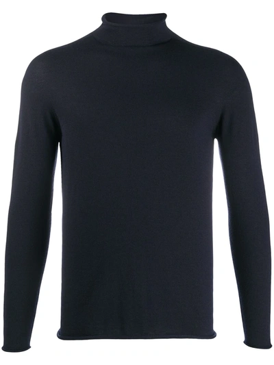 Giorgio Armani Turtle-neck Fitted Jumper In Blue