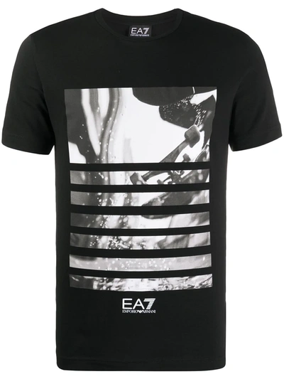Ea7 Addicted Graphic Print T-shirt In Black