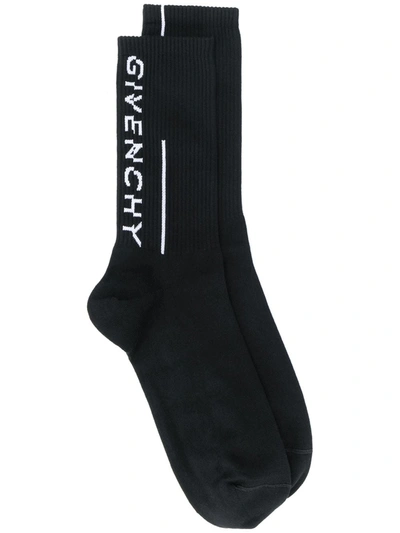Givenchy Logo Intarsia Cotton Blend Socks In Black