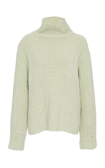 Lapointe Velvet Cord  Turtleneck Sweater In Green