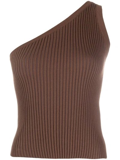 Materiel One-shoulder Knit Top In Brown