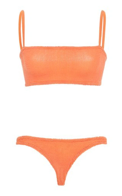 Hunza G Gigi Square-neck Textured Bikini In Orange
