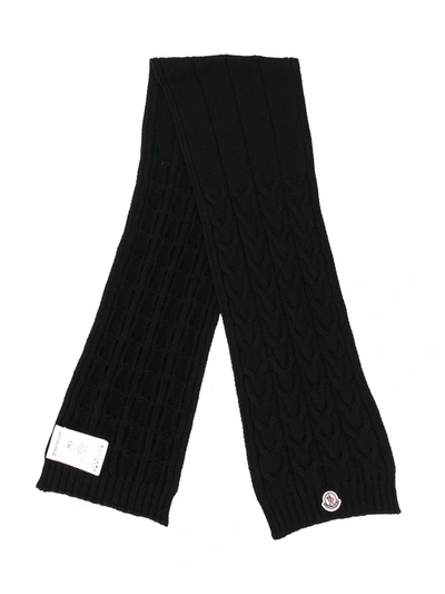 Moncler Kids' Cable Knit Scarf In Black